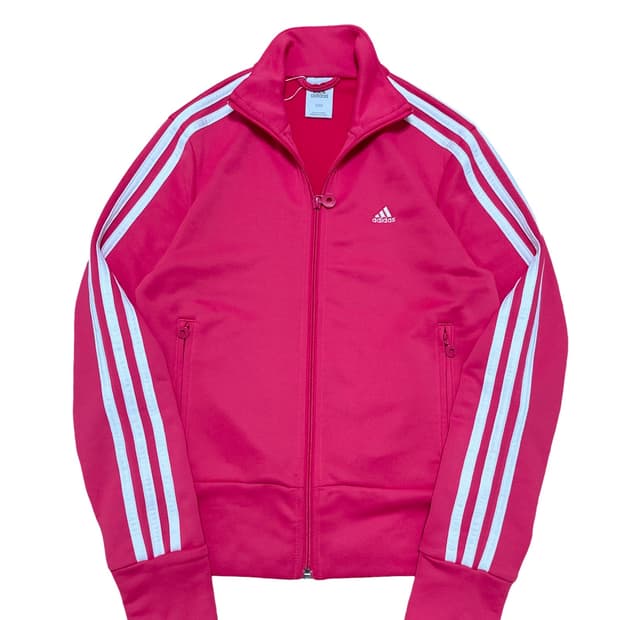 아디다스 핑크 삼선 트랙탑 져지