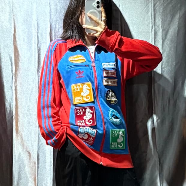 M Adidas 아디다스 파이어버드 레드 배색 패치 트랙탑