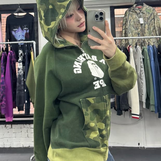 베이프 오리지널 카모 후드집업