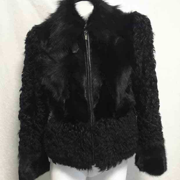 택포•빈티지 sally&john 폭스퍼 양가죽 버클 퍼자켓