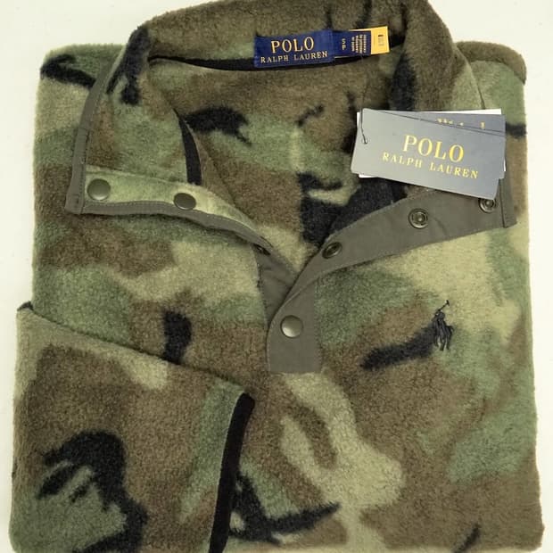 폴로 랄프 로렌 카모플라주 플리스 스냅 풀오버 재킷