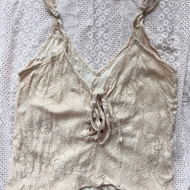 Beige crochet corset sleeveless