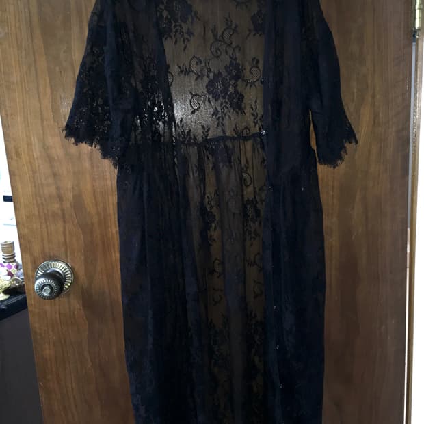 빈티지 레이스 시스루 롱 가디건