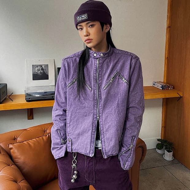 THE MUSEUM VISITOR 피그먼트 라이더 자켓