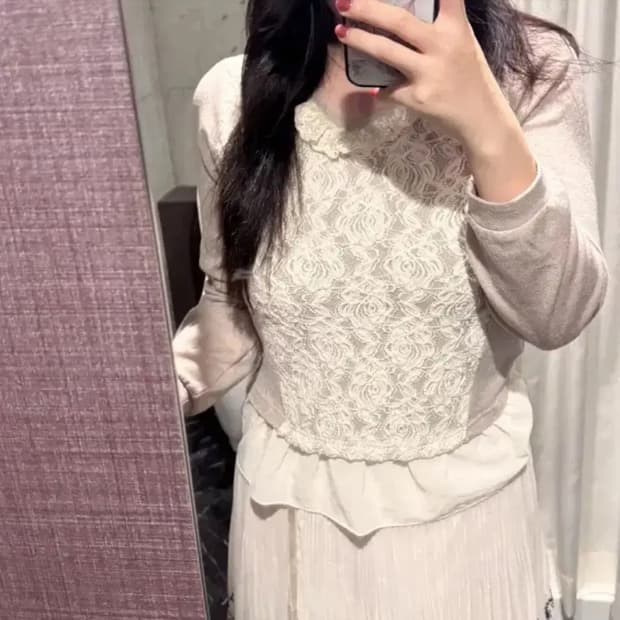 엑시즈팜 레이스 페어리 뮤트 롱 슬리브 블라우스 라떼갸루 히메갸루 로걀