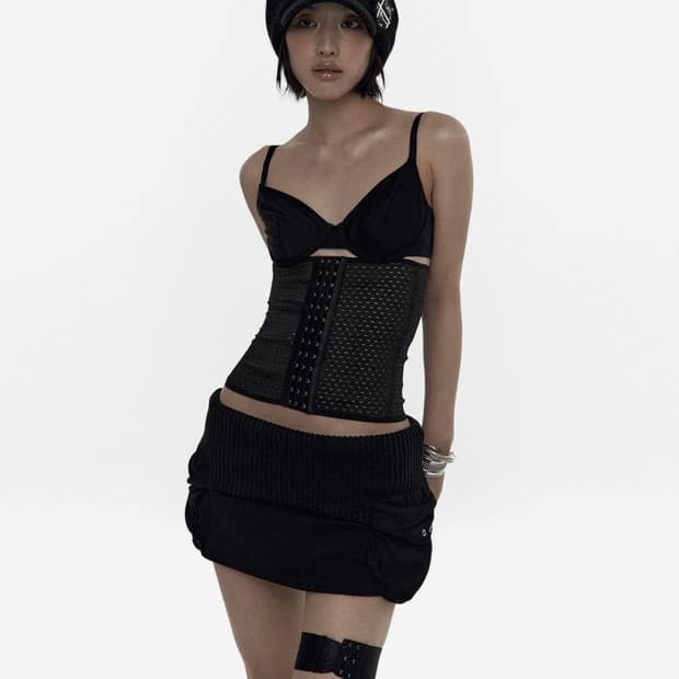 카시코 Knit Micro Skirt Black