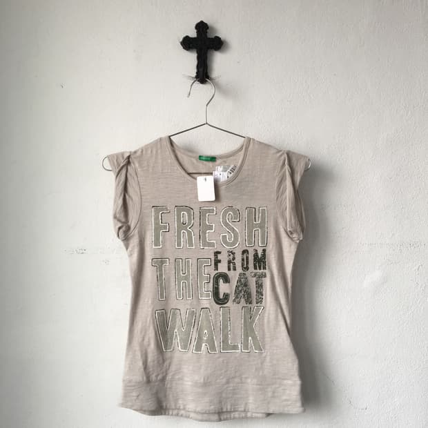 Benetton lettering printing t shirt