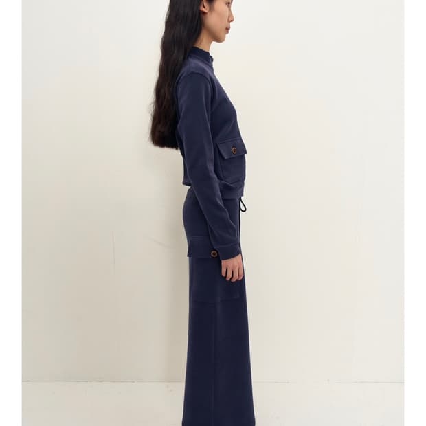 지지비샤 포켓 롱스커트 navy