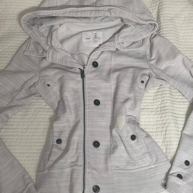 지스타로우 G star raw y2k 화이트 멜란지 버튼 후드집업