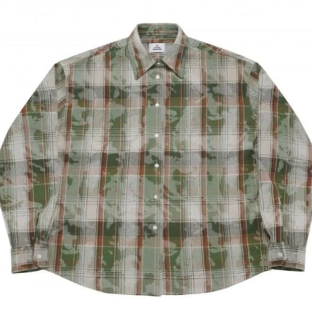 [L] mjd 오버사이즈 체크 셔츠 빈티지 그린