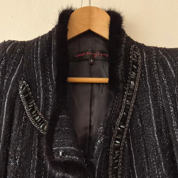 오브제 여성 비즈밍크울자켓 0사이즈