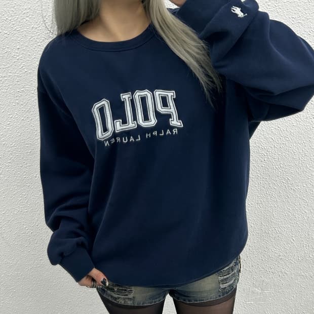 폴로 랄프로렌 센터로고 네이비 맨투맨 XL