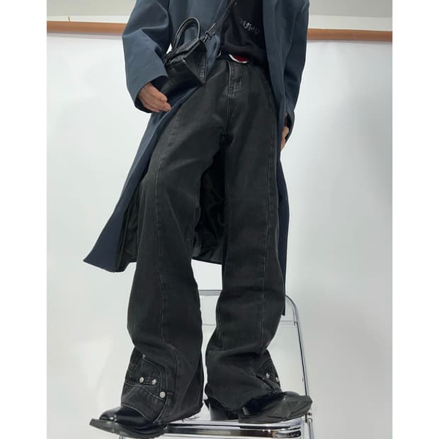 플레어 오퍼지션 포켓 팬츠