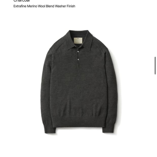 포터리 24fw 하드 트위스트 울 폴로 니트 차콜 4 105