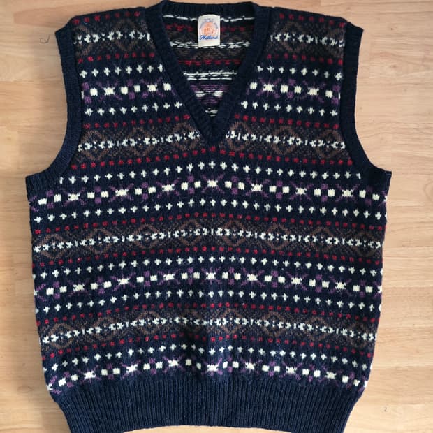 made in 셔틀랜드 핸드니트 페어아일 울 베스트