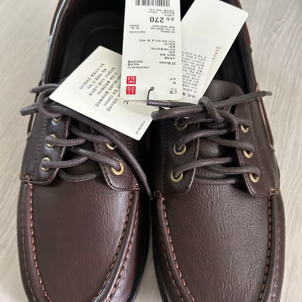 유니클로 덱 슈즈 브라운 270