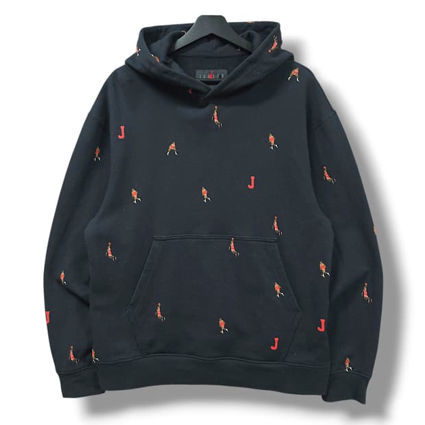 [XL] 나이키 조던 블랙 에센셜 홀리데이 점프맨 풀오버 후드티셔츠