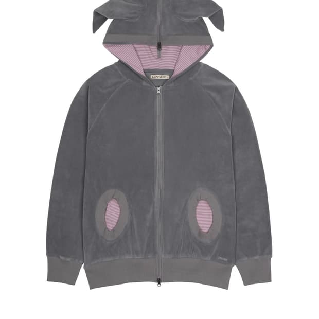 코이세이오HORN STRIPED ZIP-UP HOODIE 퍼플그레이