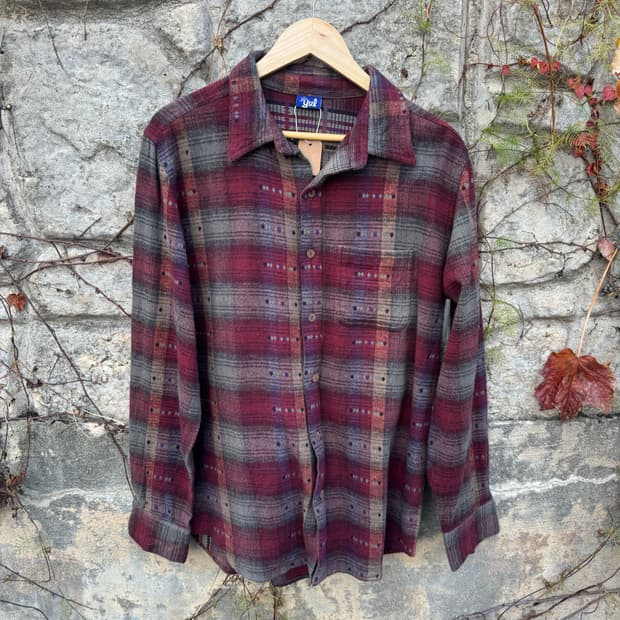 Yul 일본 빈티지 인도 문양 빈티지 체크 플란넬 셔츠