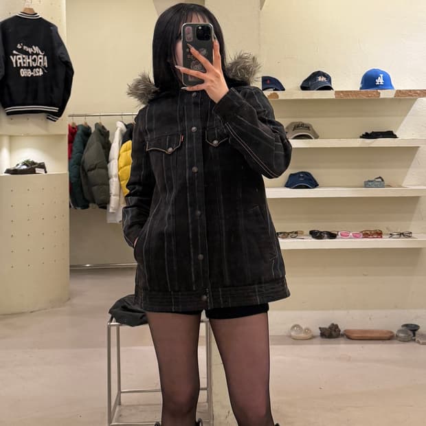 리바이스 퍼후드 스트라이프 데님 자켓 U979