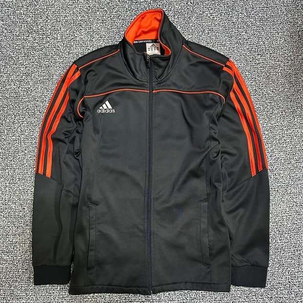 (M추천) 아디다스 블랙/오렌지 삼선 트랙탑 져지