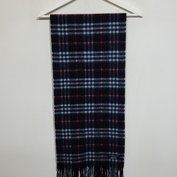 (정품) 버버리 캐시미어 목도리 네이비 체크 머플러 