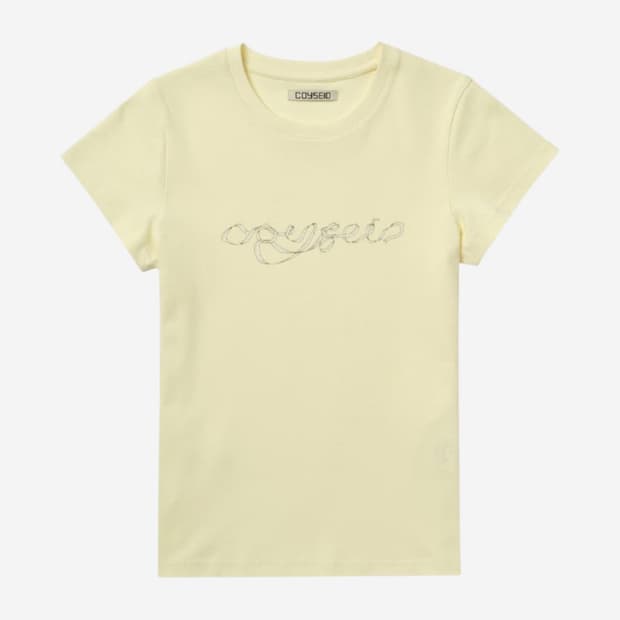 코이세이오 리본 사이드 스트랩 티셔츠 옐로우