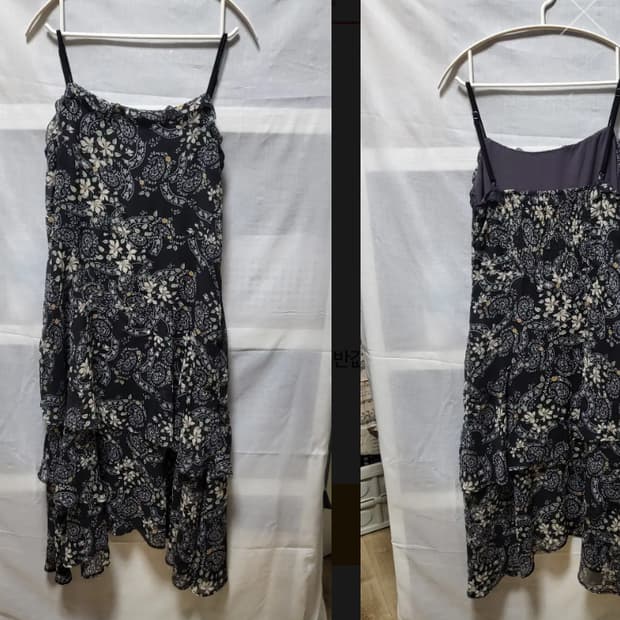 써스데이 쉬폰 페이즐리 뷔스티에 미디 원피스