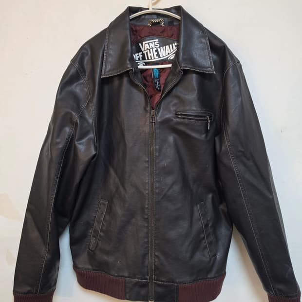 VANS OFF THE WALL 빈티지 가죽 자켓 M