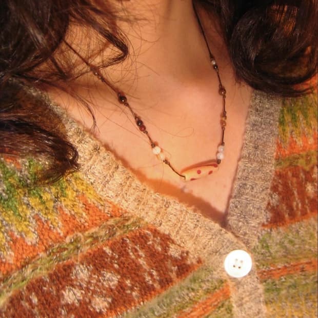 wooden grape necklace 우든 그레이프 목걸이
