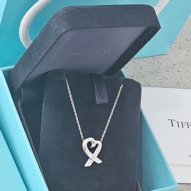 [다이아버전] 티파니앤코 러빙하트 실버 목걸이 미사용급 풀세트 [정품]
