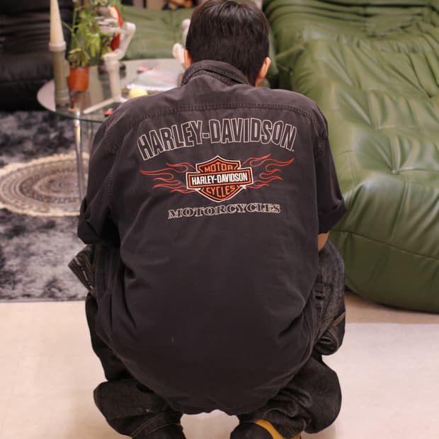 90s Distressed Harley-Davidson Flame Shi