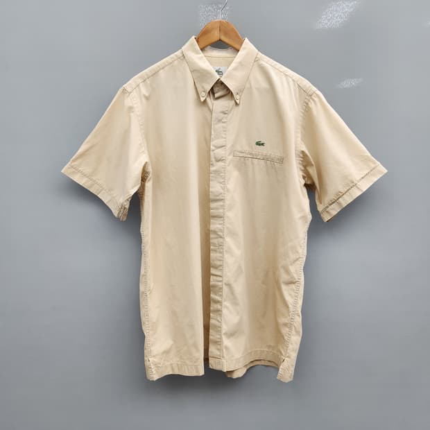 라코스테 로고 베이지 히든 반팔 셔츠