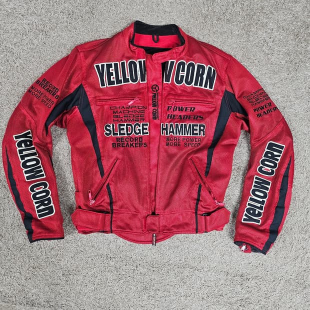 일본(XL-100)옐로우콘 90s 오리저널 메쉬 바이크 라이딩 자켓 