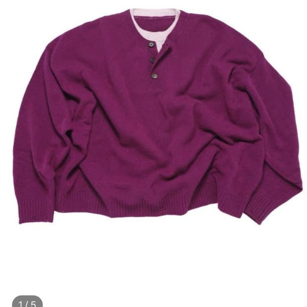 [M]mjd 콘트라스트 넥 캐시 크롭 니트 마젠타