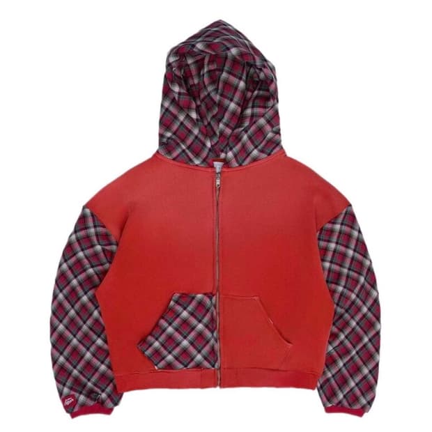 Erl patchwork red 후드 집업