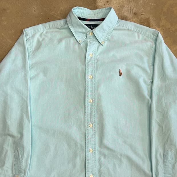 L 폴로랄프로렌 클래식핏 민트 코튼 셔츠