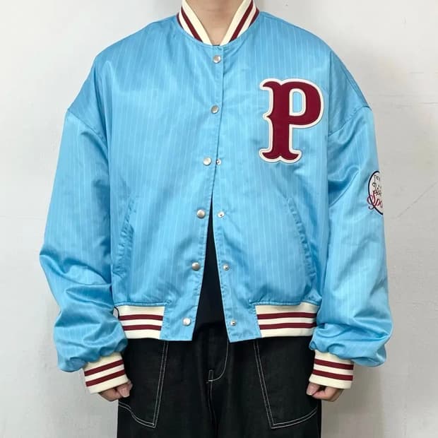 피엔지저널 png  journal 바시티 자켓 스카이 블루 / os