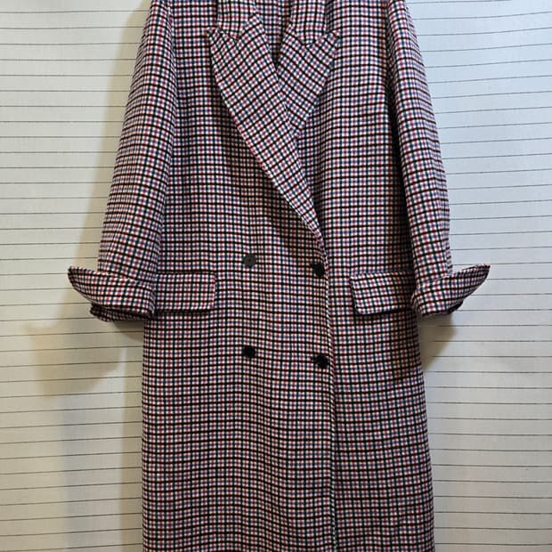 산드로 체크 롱 코트