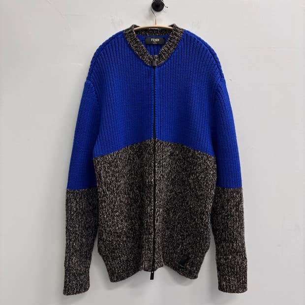 펜디(FENDI) 바이컬러 청키 니트 집업 가디건