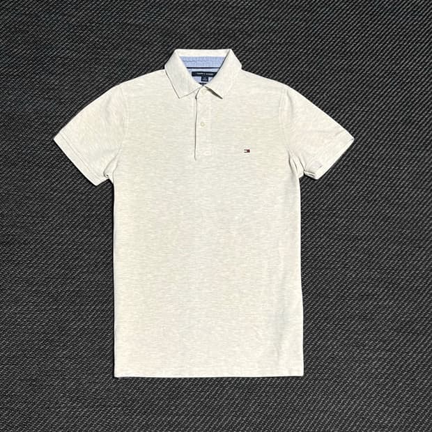 [S] Tommy 타미힐피거 슬림핏 아이보리 반팔 카라티
