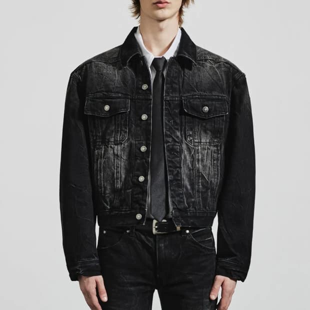 엘무드 모노 데님 크랙 자켓