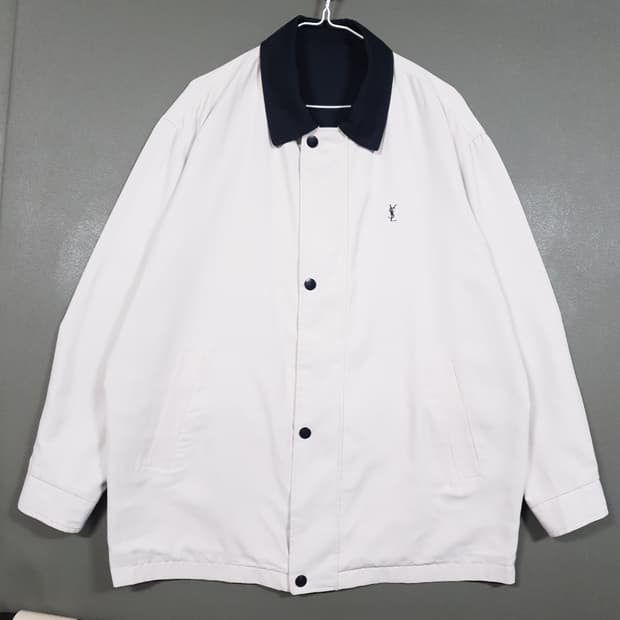 실측 XL) YSL 입생로랑 리버서블 양면 포켓 사파리 자켓 화이트 블랙