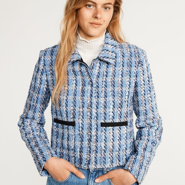 끌로디피에로 실버버튼 트위드 자켓