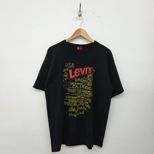 리바이스 블랙 프린팅 반팔 티셔츠 남L