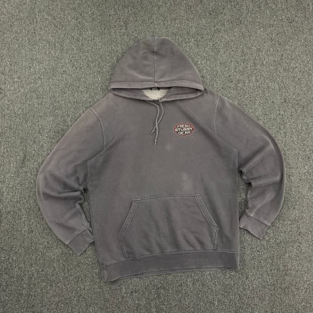 M)스투시 빈티지 FRESH STUSSY GEAR 방패 로고 프린팅 차콜