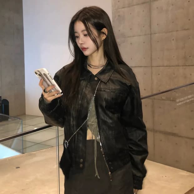 일리고 레더 봄버 자켓