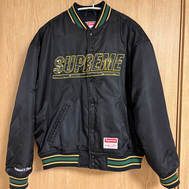 슈프림 미첼 & 네스 카모 로고 바시티 자켓