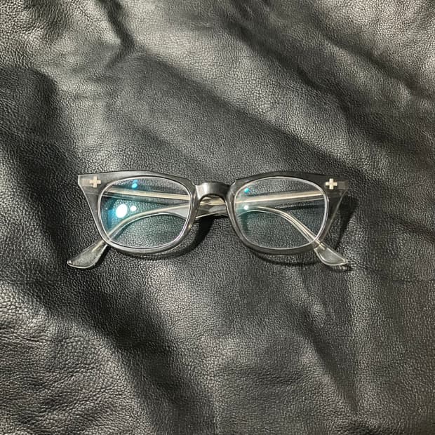 🇺🇸 50~60s 바슈롬 세이프티 안경 그레이 클리어 투톤 46-21