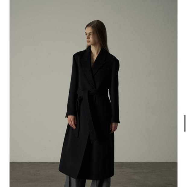 파사드패턴 캐시미어 벨티드 코트 블랙 s